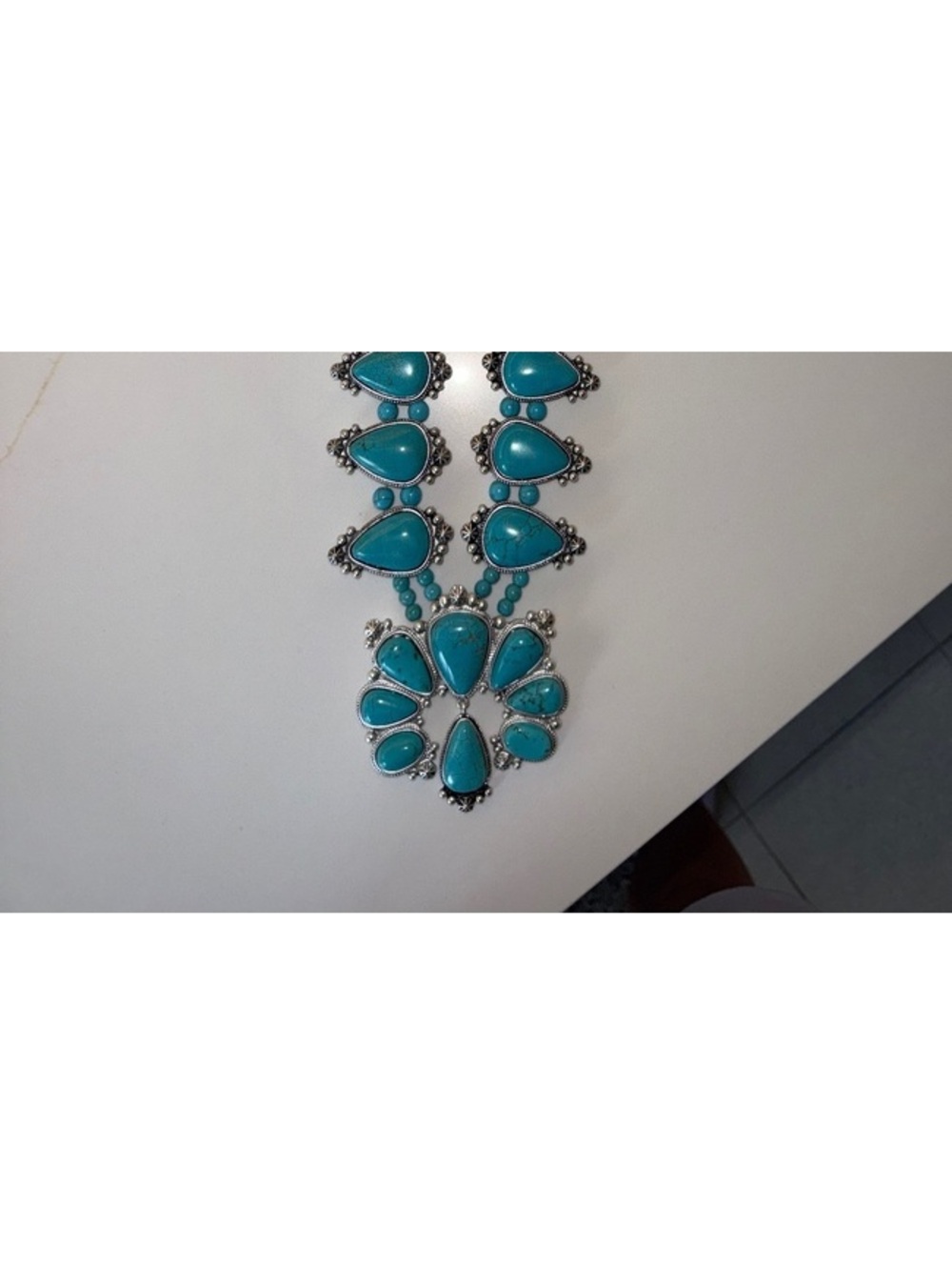 Turquoise Statement Necklace with Silver Accents